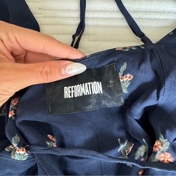 Reformation Blue Floral Wrap Dress - Picture 4 of 6